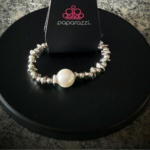 Paparazzi Silver Bracelet with White Pearl Accent